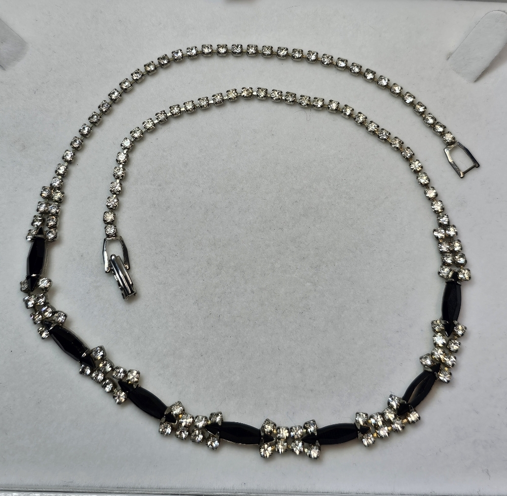 Silver Crystal and Black Rhinestone Women's Necklace